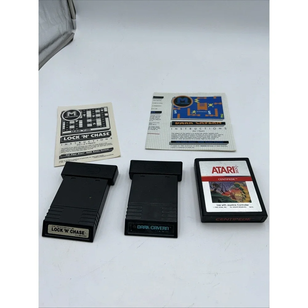 Atari 2600 Dark Cavern Game & Instructions Lock N Chase Game & Inst. Centipede